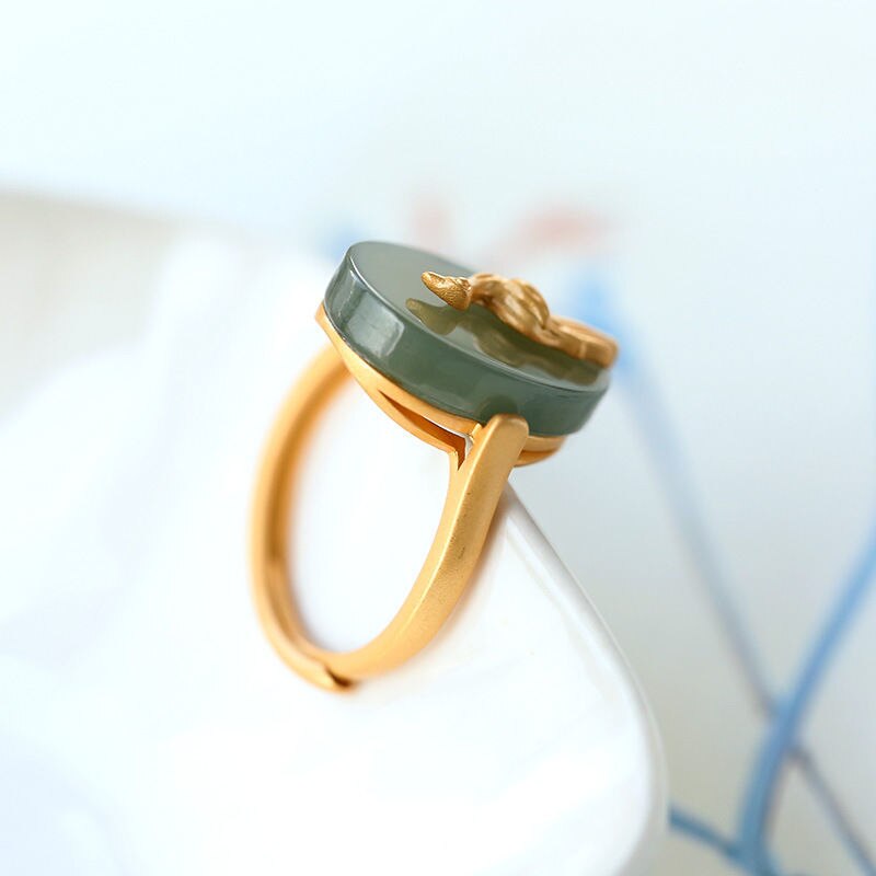 Hetian jade cloud crane opening adjustable ring