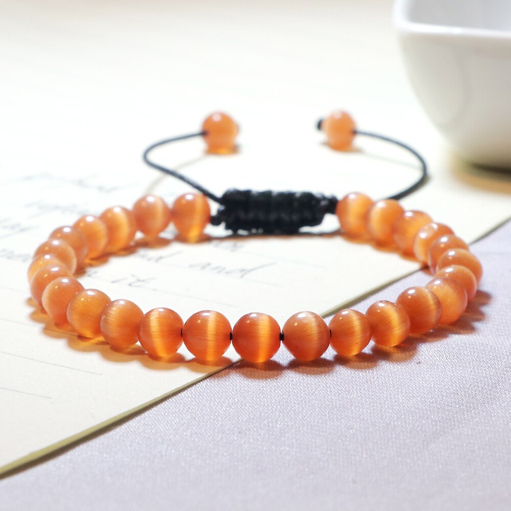 Opal Beads Bracelets Smooth Cat Eye Quartz Chakra