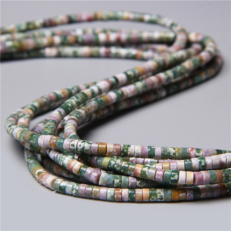 Natural Rondelle Stone Beads Flat Round Jaspers
