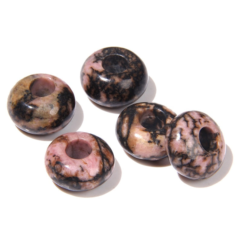 Wholesale Big Hole Bead Pendant Natural Round Jades