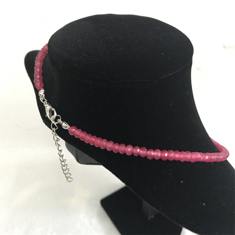 Faceted Hot Red Rubies Necklace Vintage Natural Stone