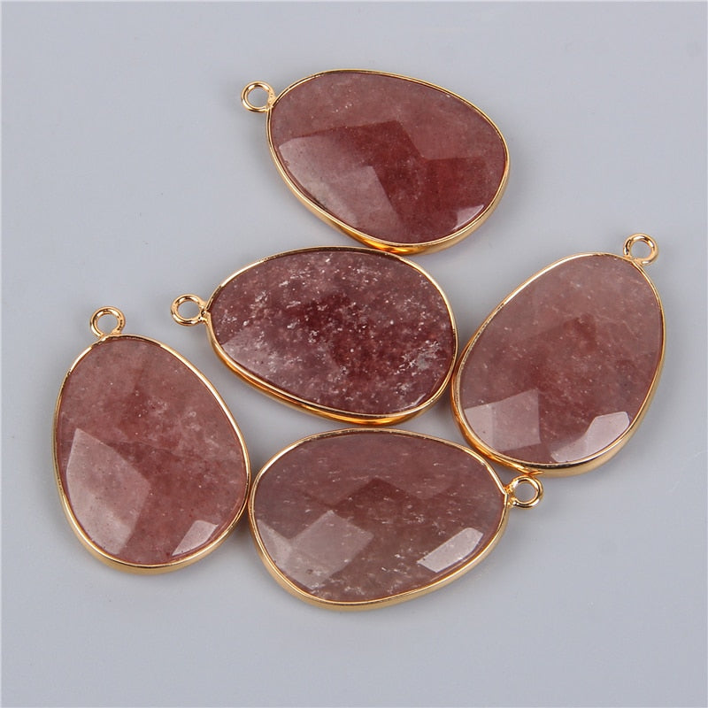 Double Sided Faceted Natural Stone Slice Charm