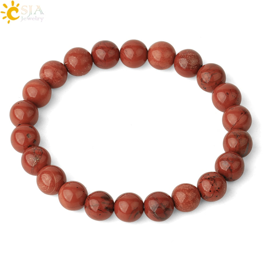 Natural Stones Strand Bracelets Single Color