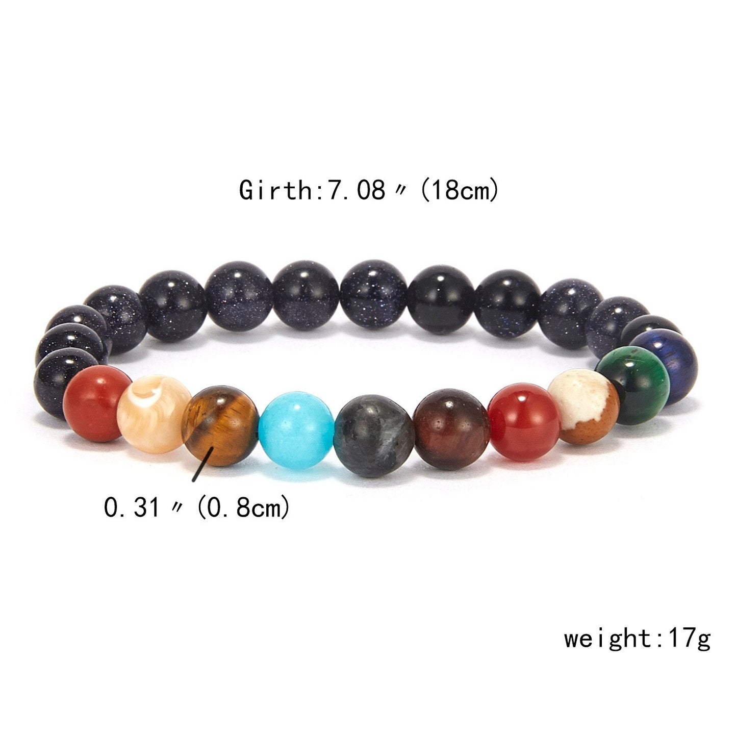 Eight Planets Bead Bracelet Men Natural Stone