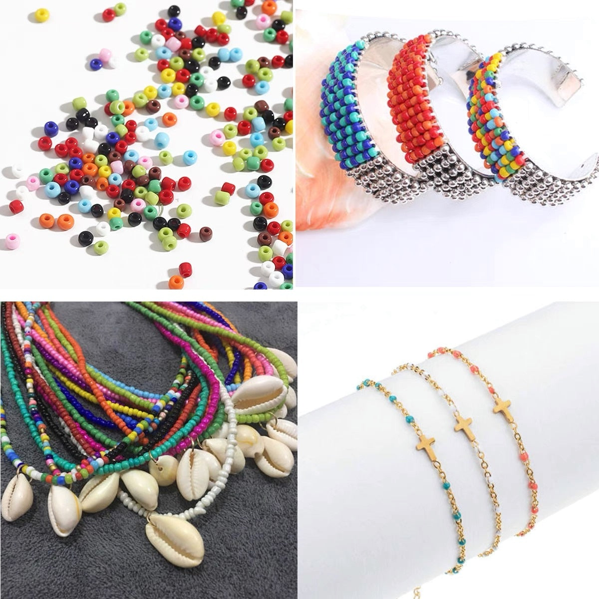 Effect of The Cream Charm Czech Glass Seed Beads