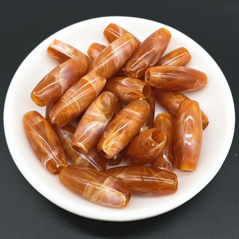 Big Hole Dzi Bead Shape Acrylic Beads Clouds Effect