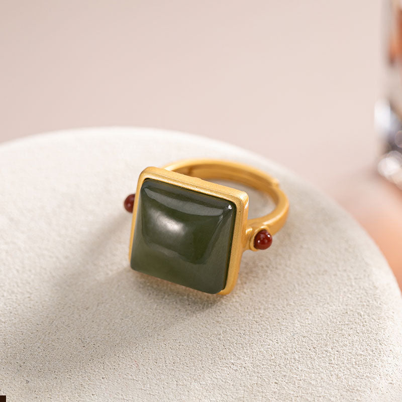 Sapphire Ring Chinese style retro palace geometric