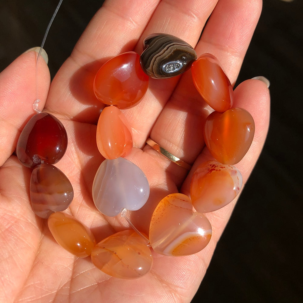 Natural Stone Love Heart Shape Unakite Agates