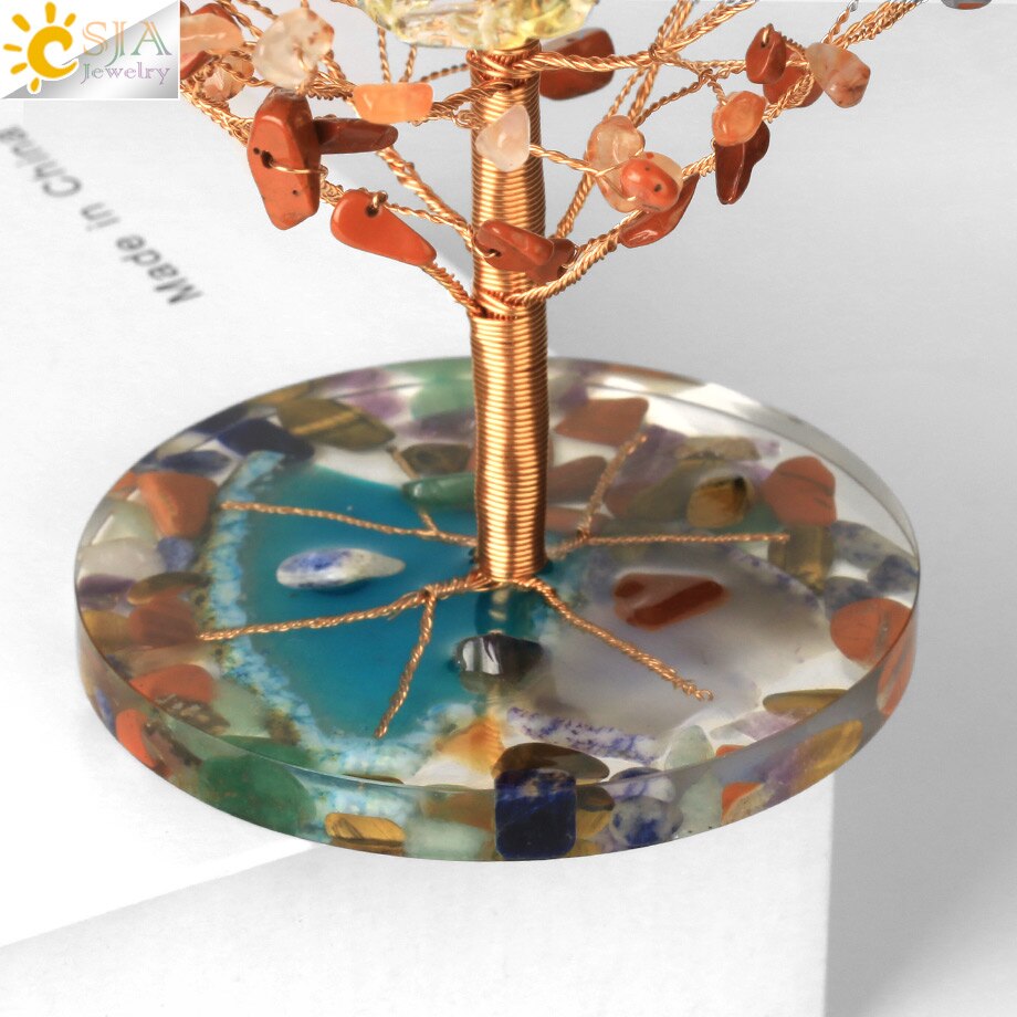 Crystal Money Tree with Agate Slices Love Heart