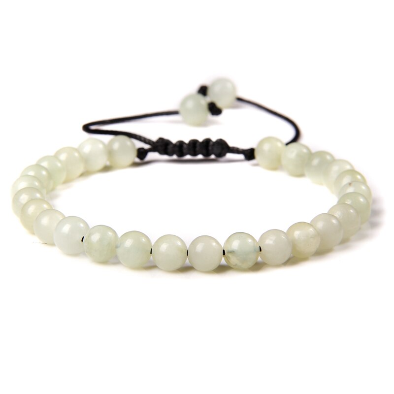 Men Bracelets Adjustable 6 mm Natural Green Jade
