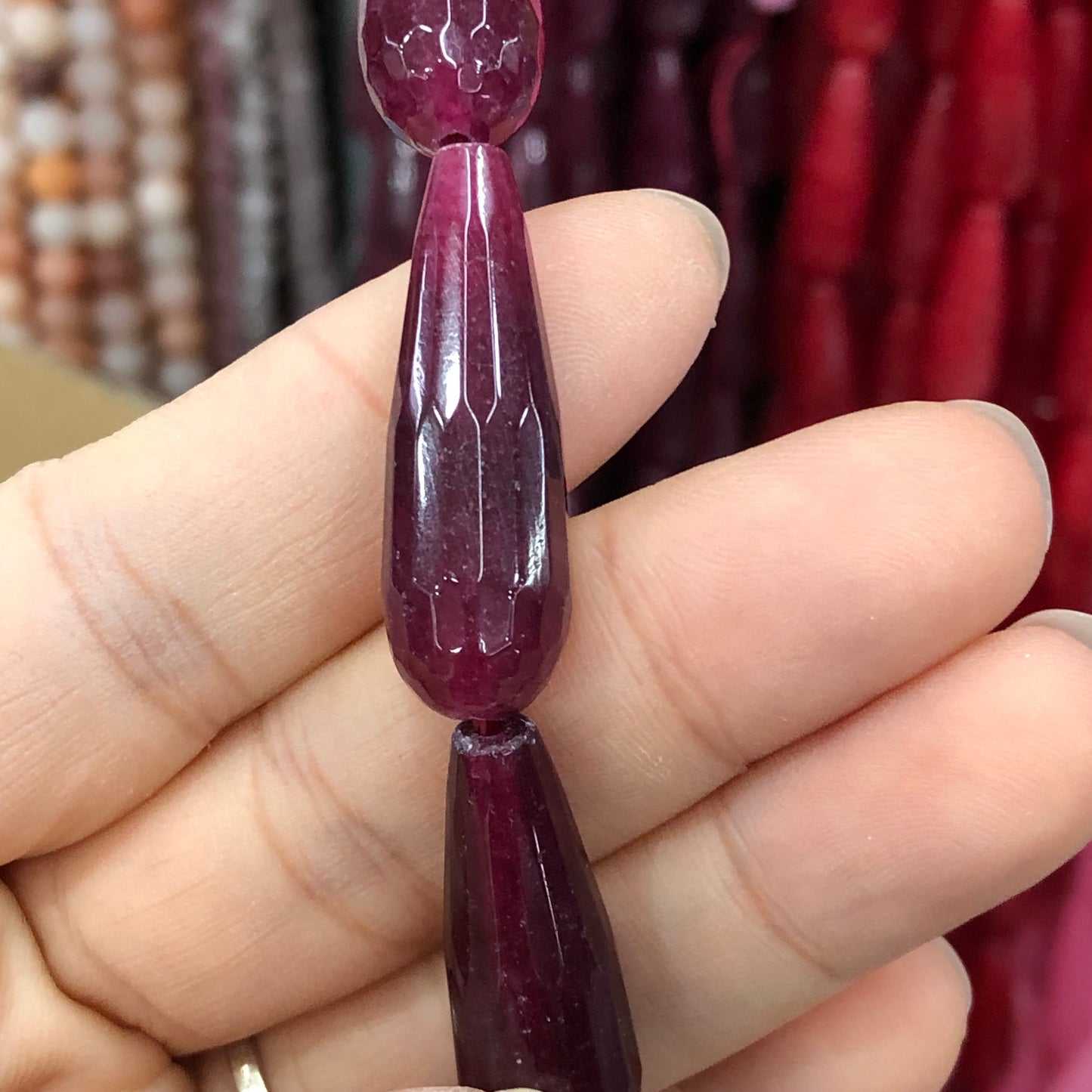 Natural Faceted Dark Red Chalcedony Jades Stone