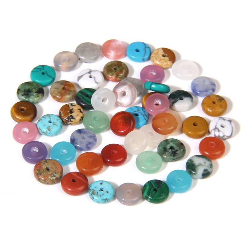 Natural Stone Slice Bead Agates Jades Flat Spacer