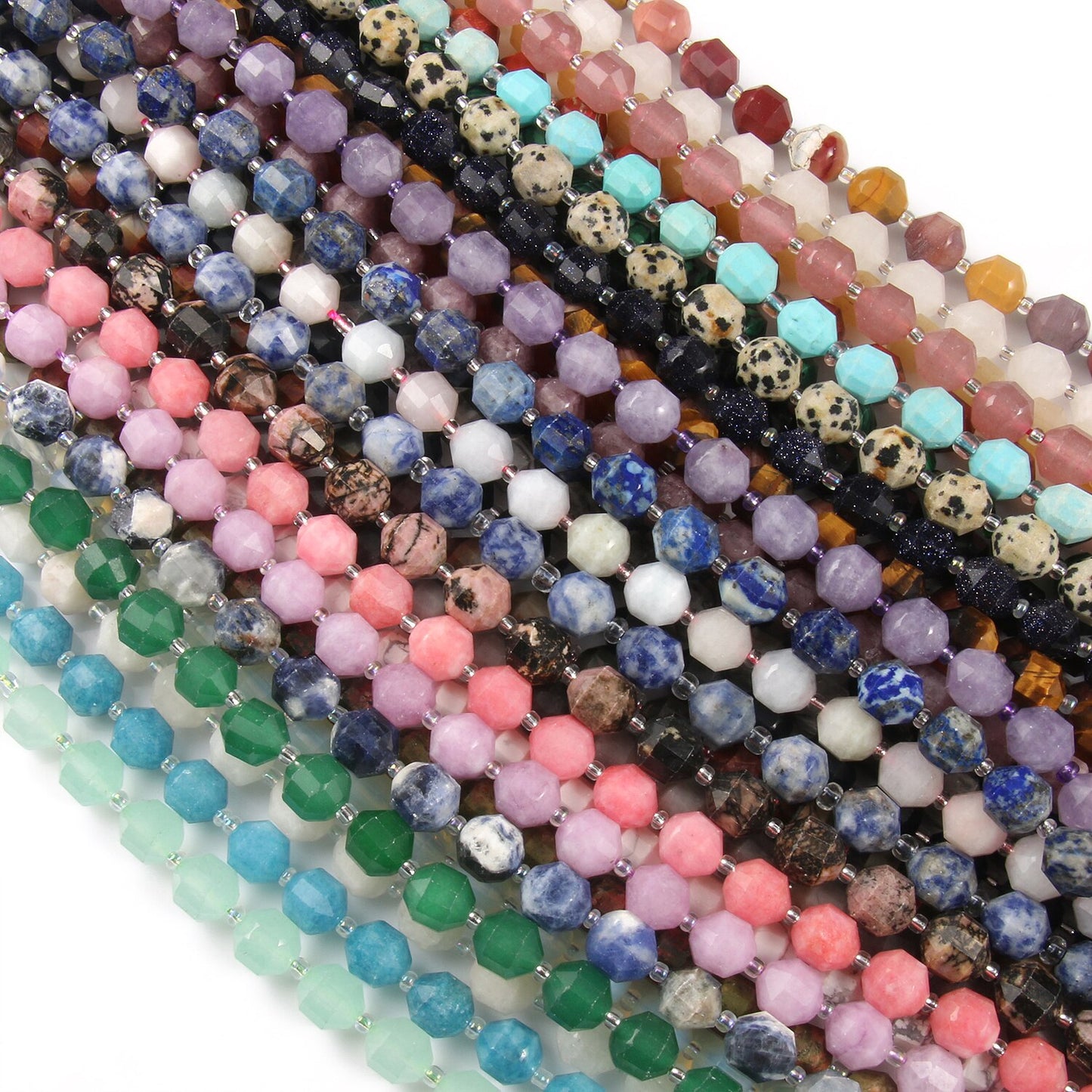 Natural Stone Beads Jades Crystal Faceted Sharp