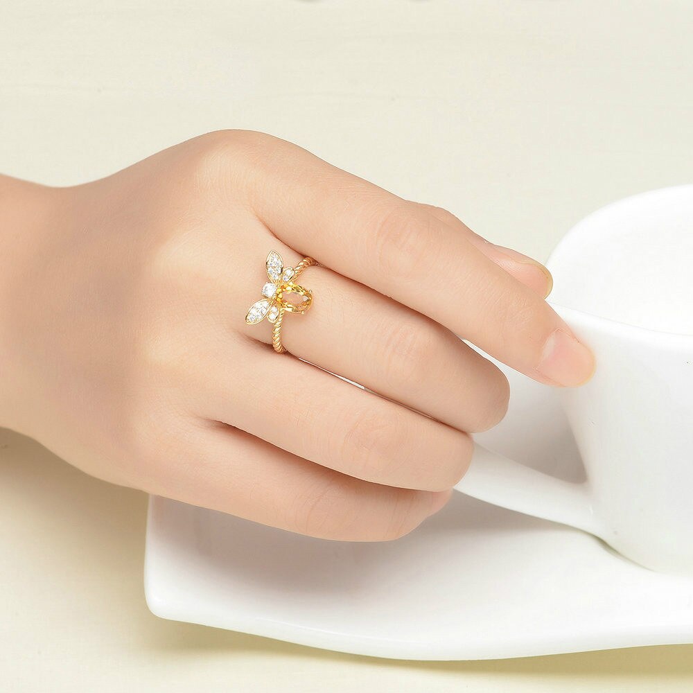 Natural Yellow Jade Citrine Ring Jadeite Amulet