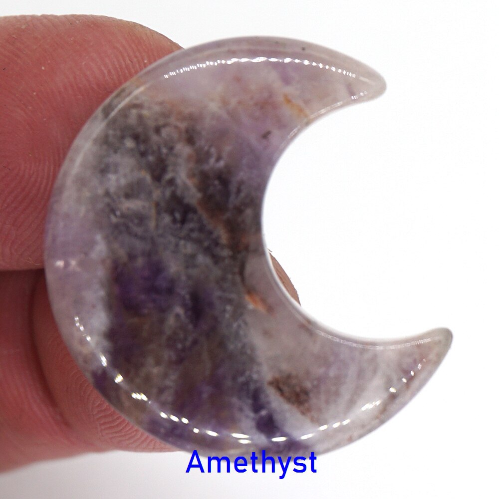 Moon Shaped Statue Natural Crystal Stone Colorful