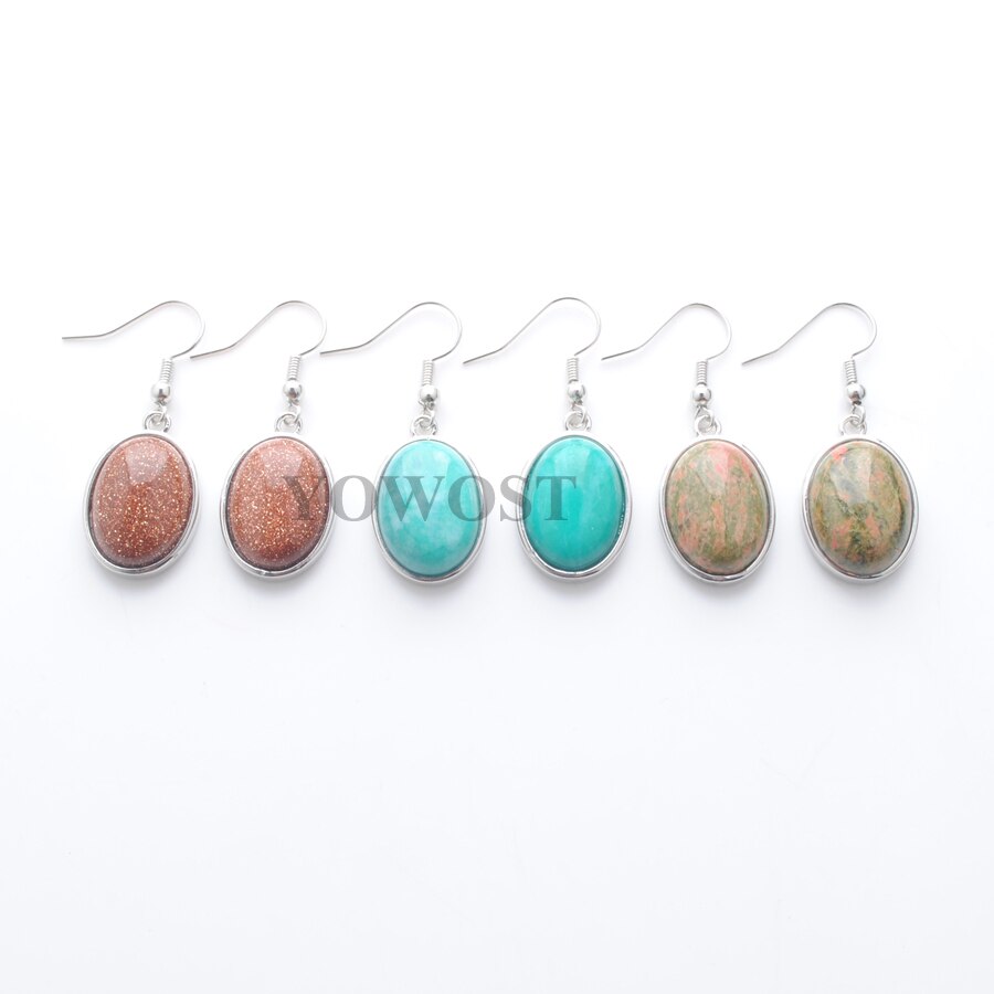 1 Pairs Natural Stone Dangle Earrings Beads