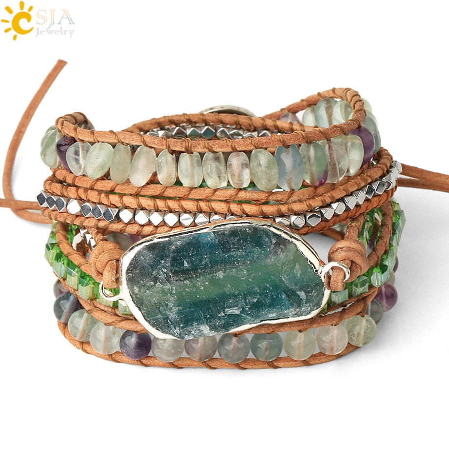 Natural Stone Bracelets Green Fluorite Crystal Aventurine