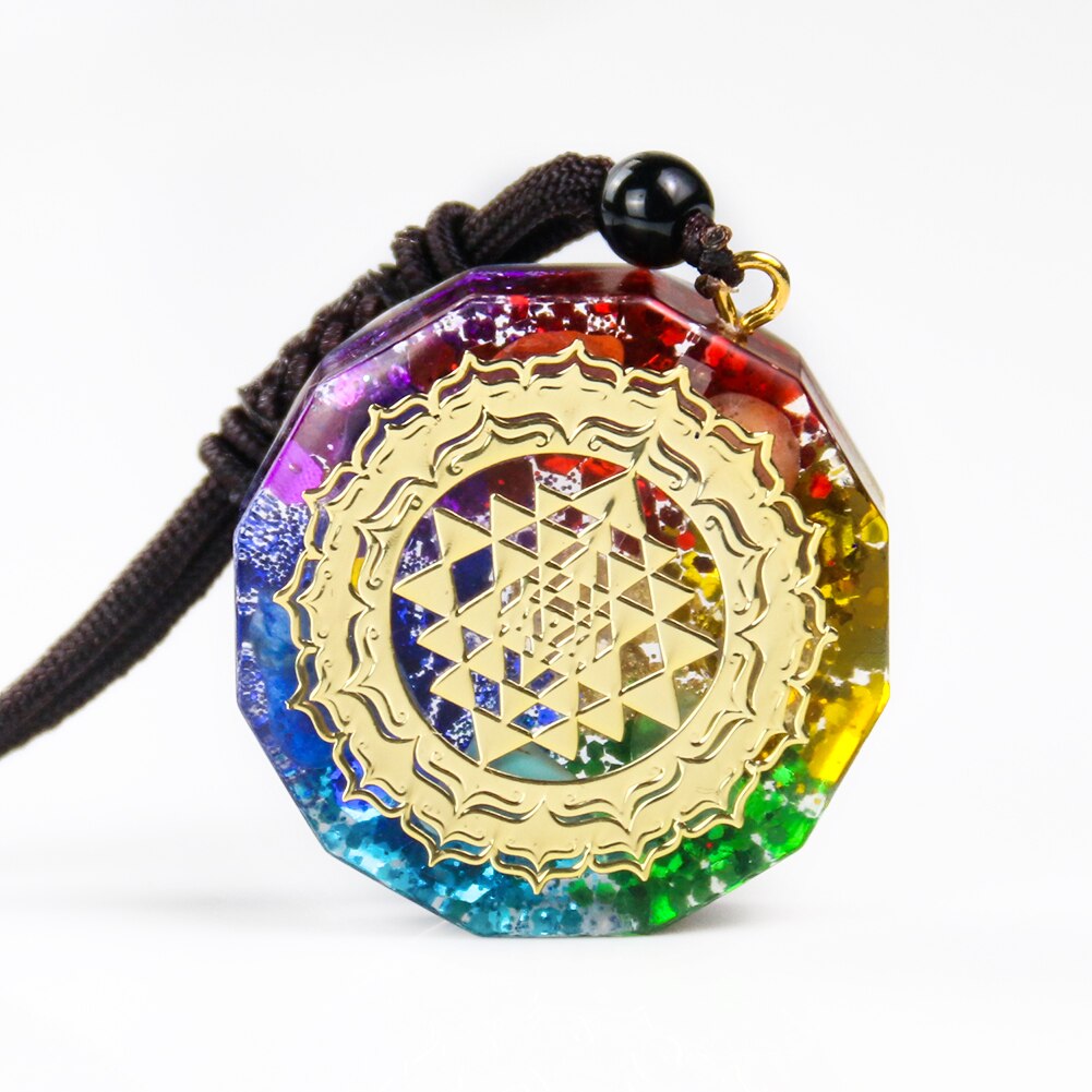 Orgonite Sri Yantra 7 Chakra Energy Necklace