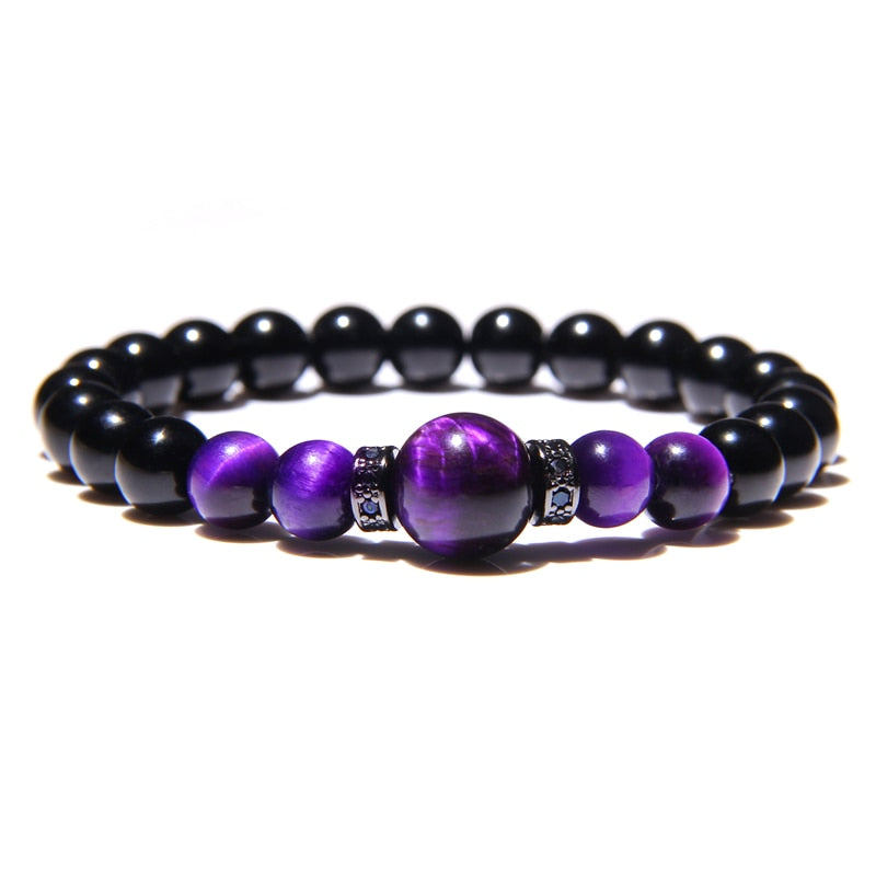 Natural Stone Bracelets Men Royal Blue Tiger Eye