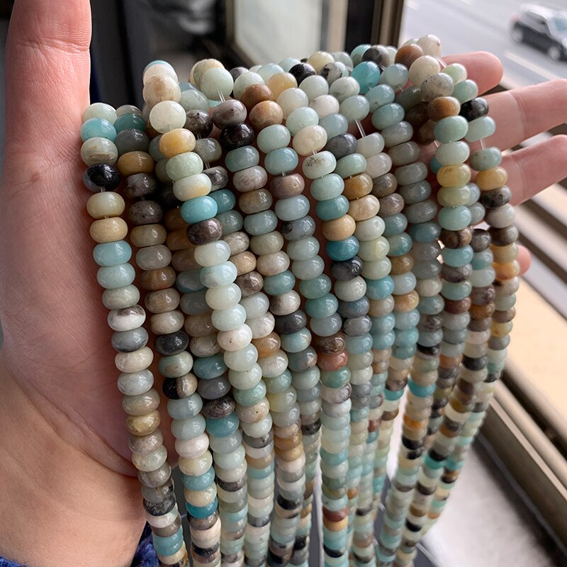 Stone Rondelle Beads Jaspers Jade Spacer Round Flat Bead