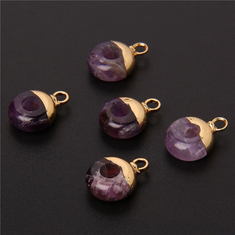 Big Hole Round Stone Beads Charms Jades