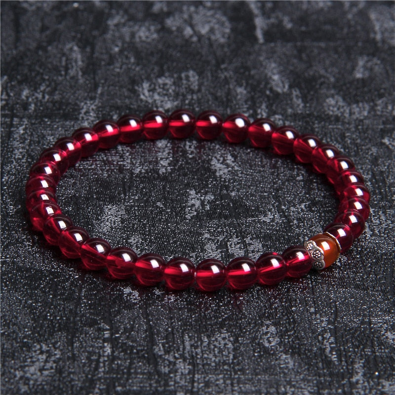 Natural Stone Handmade Bracelet Red Yoga Meditation