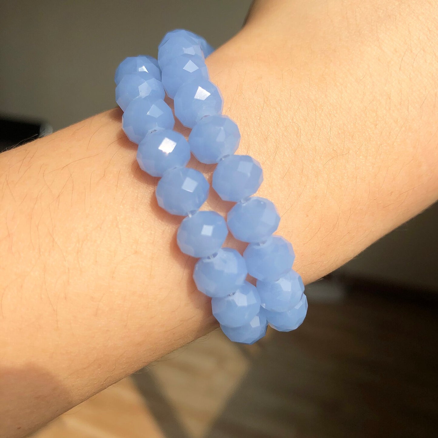 Natrual Stone Abacus Faceted Blue Jades Rondelle
