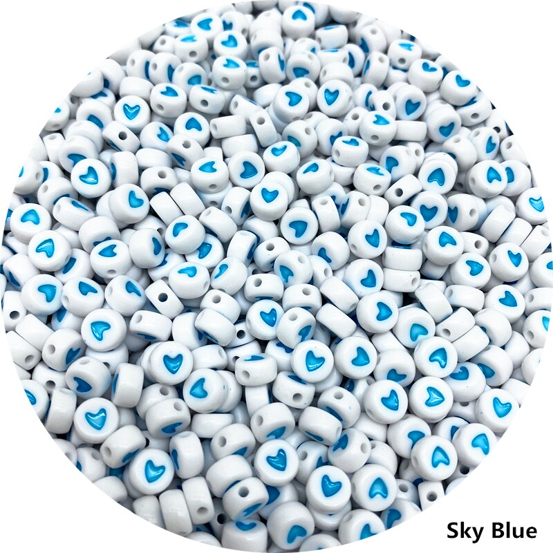 Love Heart Acrylic Flat Round Beads