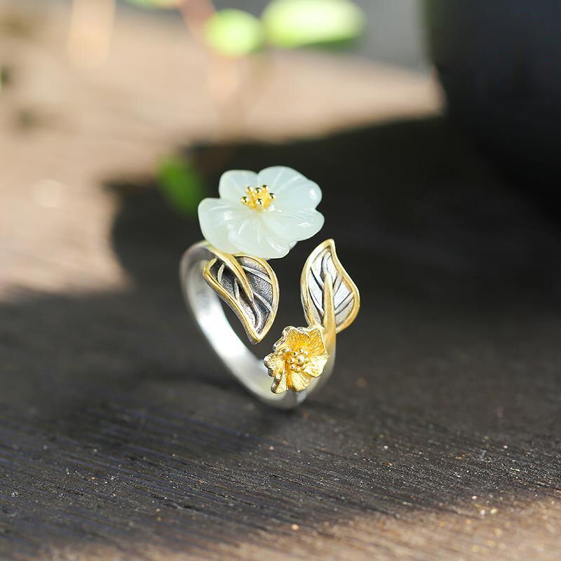 Female Model Atmospheric Retro Open Ring