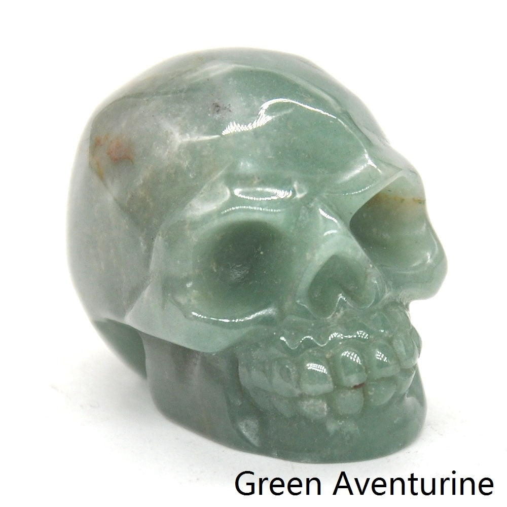 Skull Statue Natural Amethyst Black Obsidian Stone