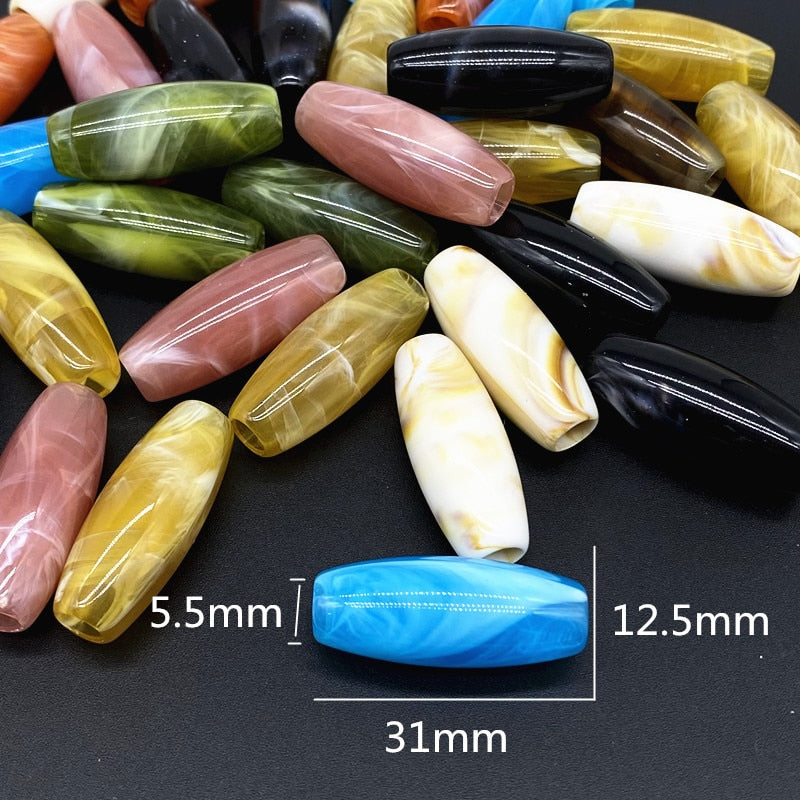 Big Hole Dzi Bead Shape Acrylic Beads Clouds Effect