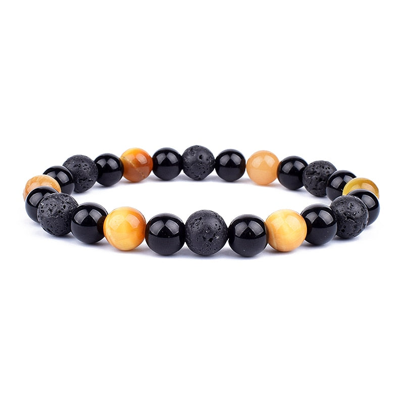 Men Bracelets 10mm Natural Stone Black Onyx