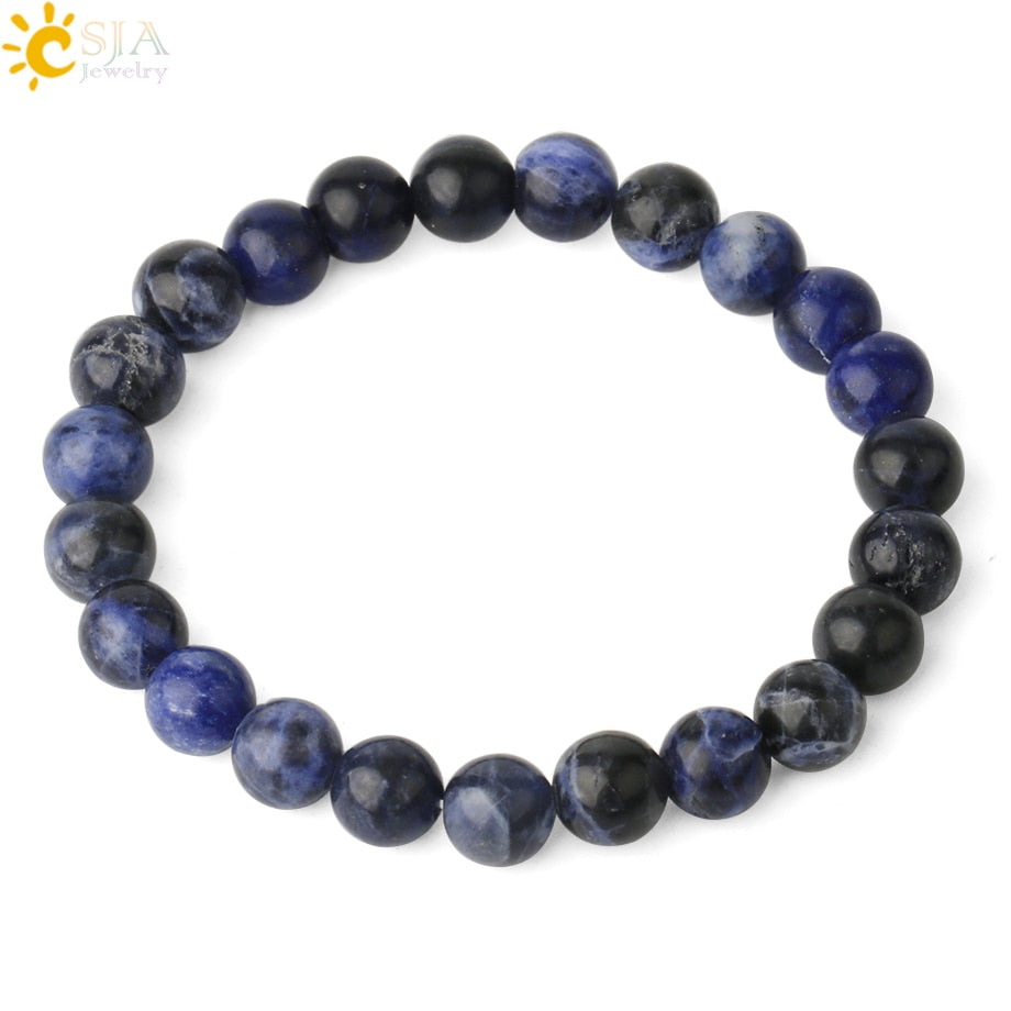 Natural Stones Strand Bracelets Single Color