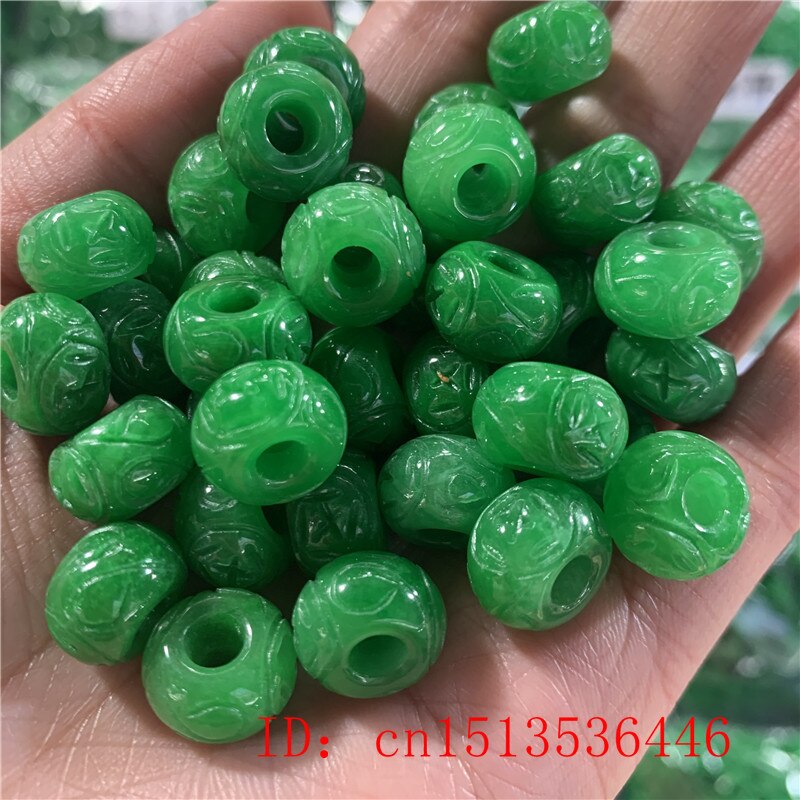 Natural A Green Jade Carved beads DIY Bracelet Bangle