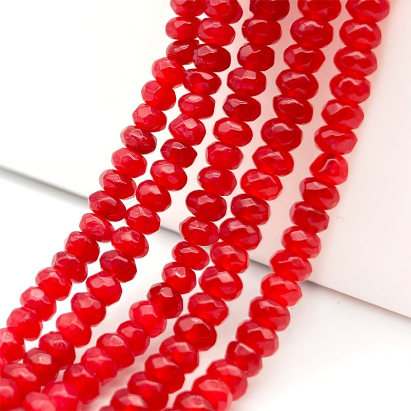 2-4mm Natural Stone Jades Faceted Flat Spacer