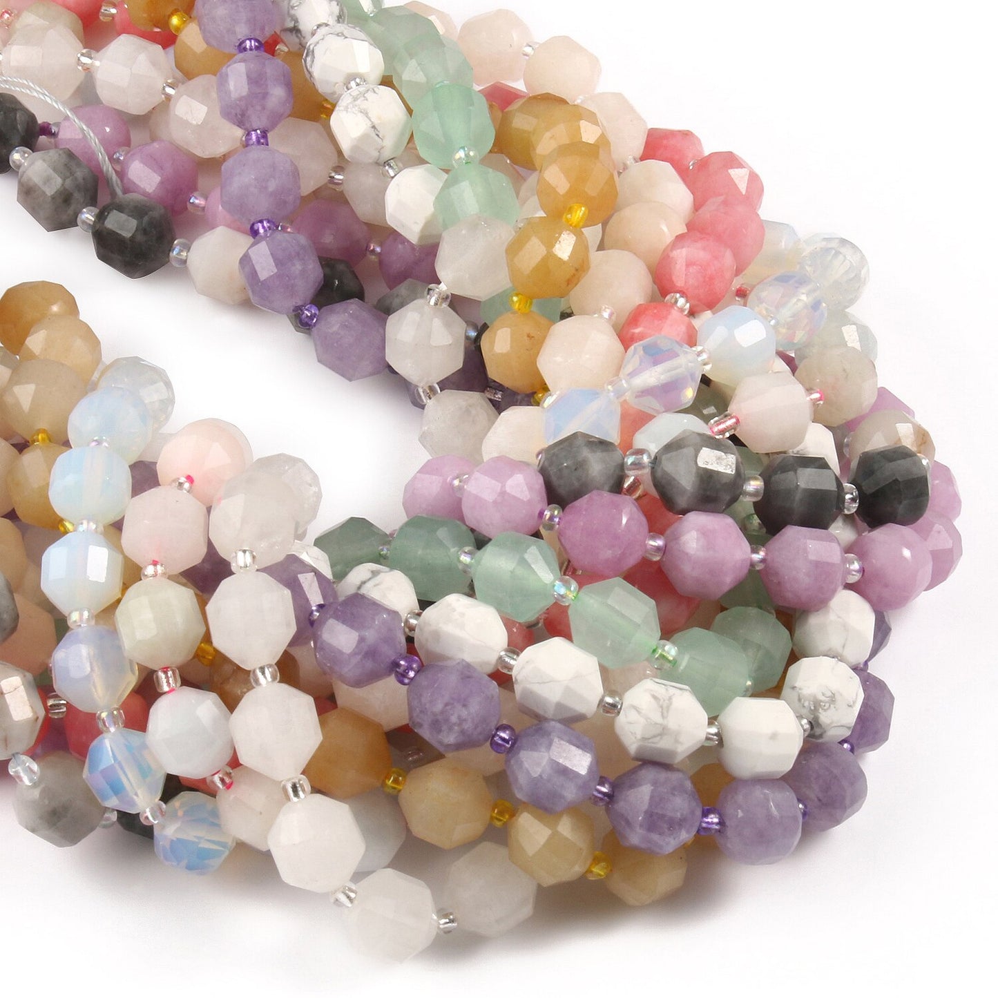 Natural Stone Beads Jades Crystal Faceted Sharp