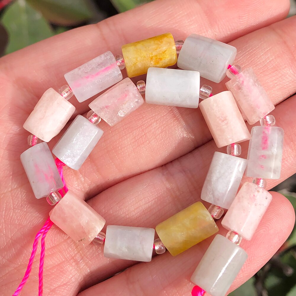 Aquamarines Jades Stone Cylinder Loose Beads