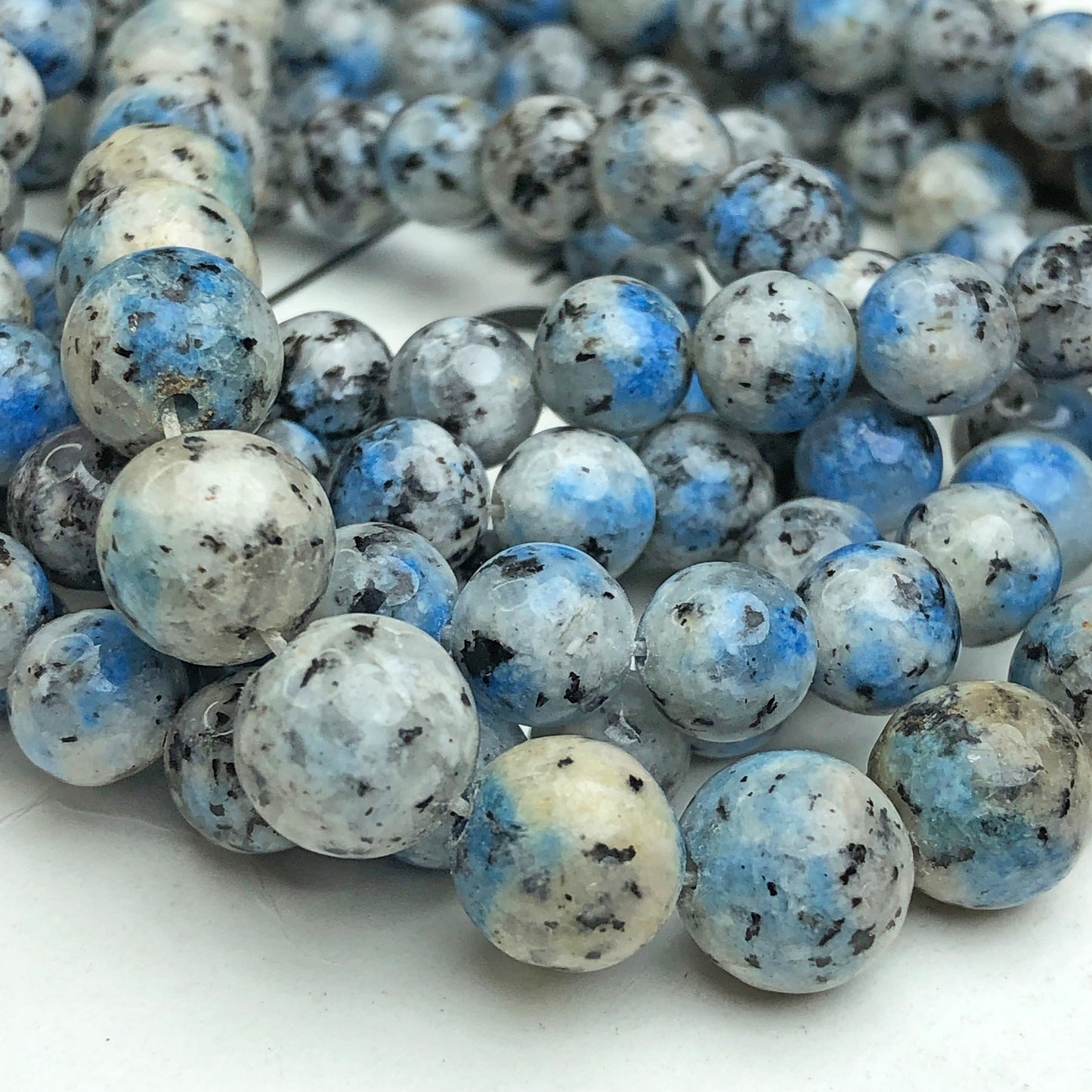 Natural Blue Spot Jades Stone Beads Round Loose