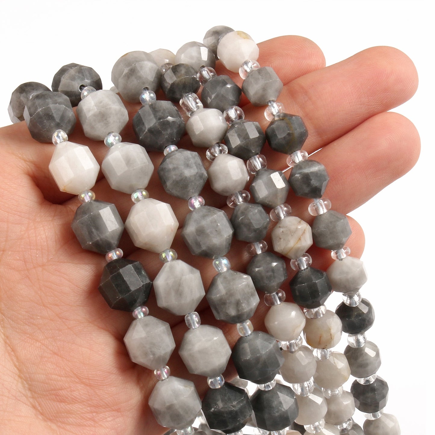 Natural Stone Beads Jades Crystal Faceted Sharp