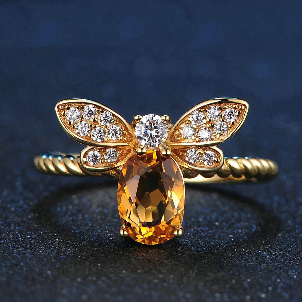 Natural Yellow Jade Citrine Ring Jadeite Amulet
