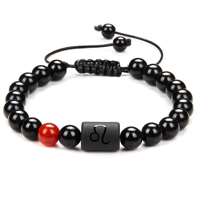 12 Constellation Couple Bracelet Black Stone Bracelets