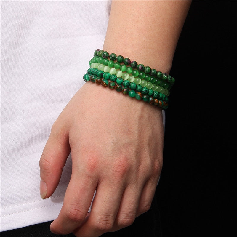 Green Natural Stone 6MM Beads Bracelets For Women