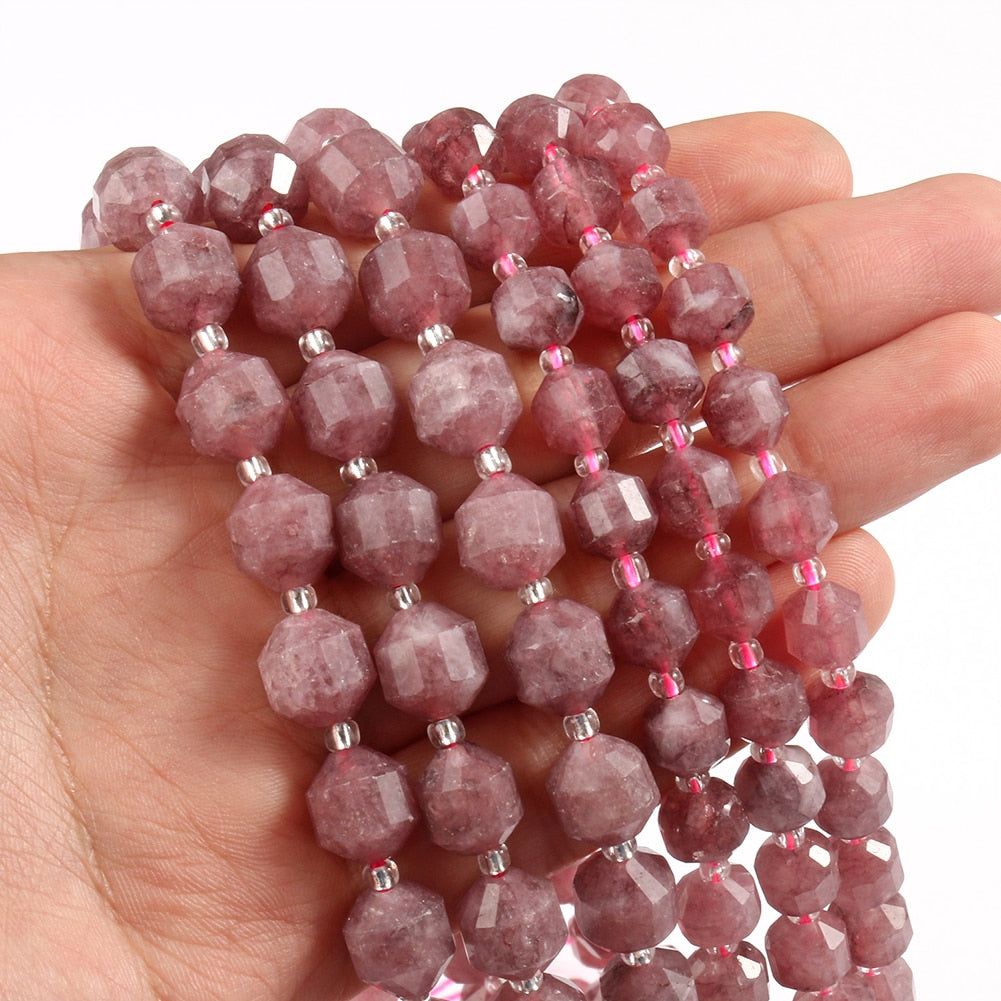 Natural Stone Beads Jades Crystal Faceted Sharp
