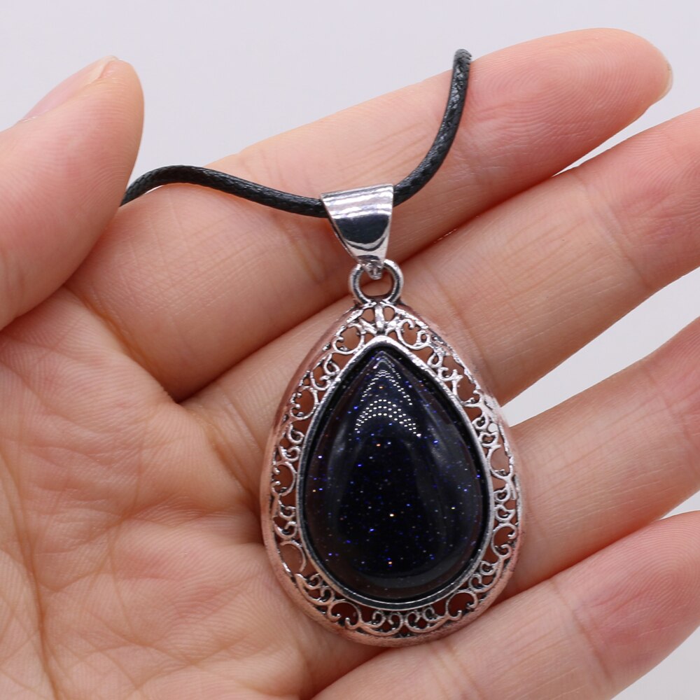 Natural Stone Necklace Water Drop Crystal