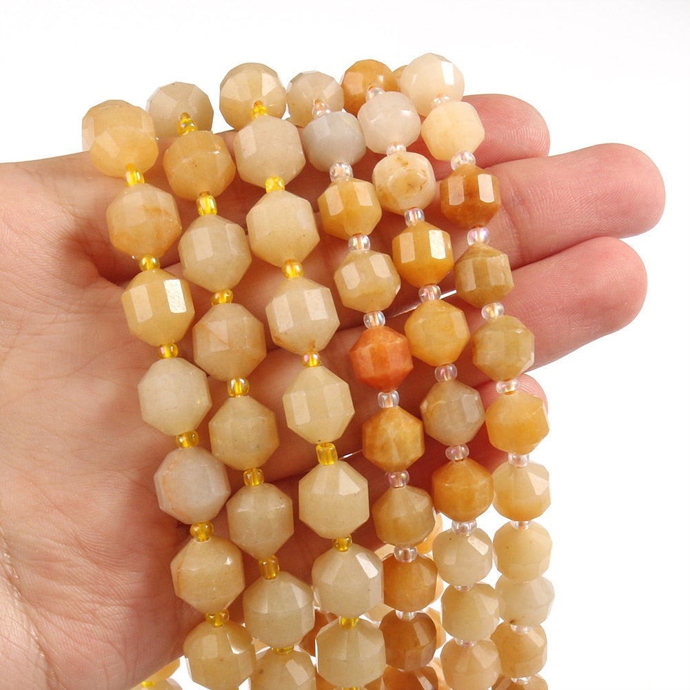 Natural Stone Beads Jades Crystal Faceted Sharp