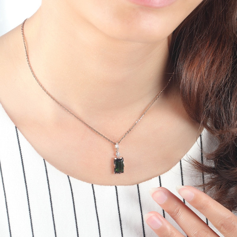 Diamond Necklace Pendant Natural Emerald jade