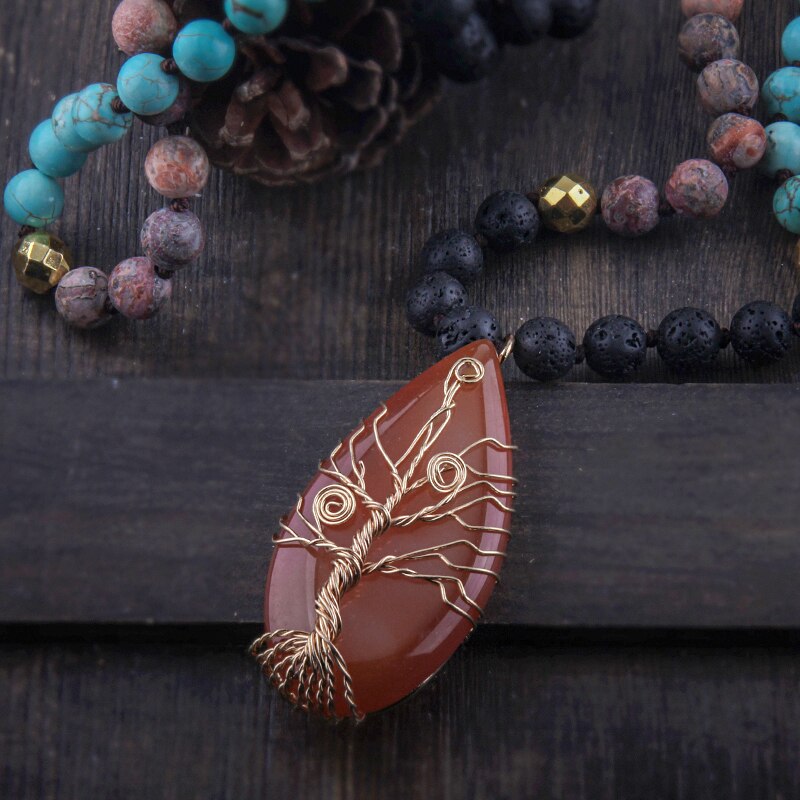 Bohemian Jewelry Natural Stones Glass Crystal Knotted