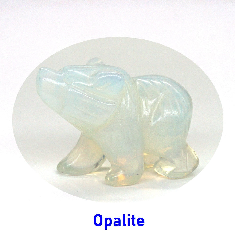 Bear Statue Natural Stone Hand Carved Figure Room