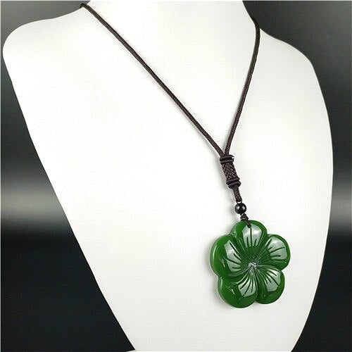 Natural Green Chinese Jade Clover Pendant