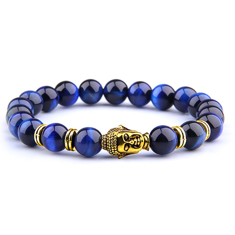 Fashion Natural Royal Blue Tiger Eye Stone Beads Bracelet